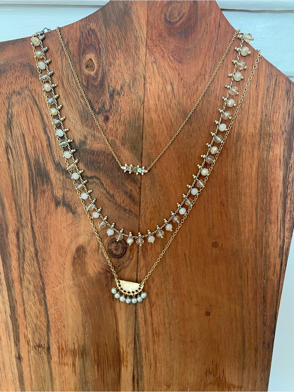 Set of 3 Anthropologie Gold-Tone Layering Dainty Accent Necklaces